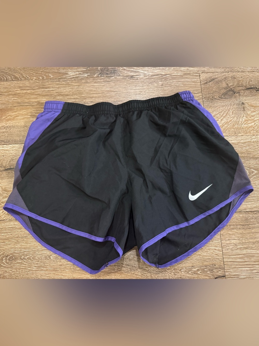 Women’s Nike Black Athletic Shorts with Purple Piping XS